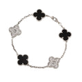 Black Onyx & Gemstone Four-Leaf Clover Bracelet – Five Motifs