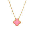 Pink Enamel Four-Leaf Clover Pendant Necklace – Single Clover Charm