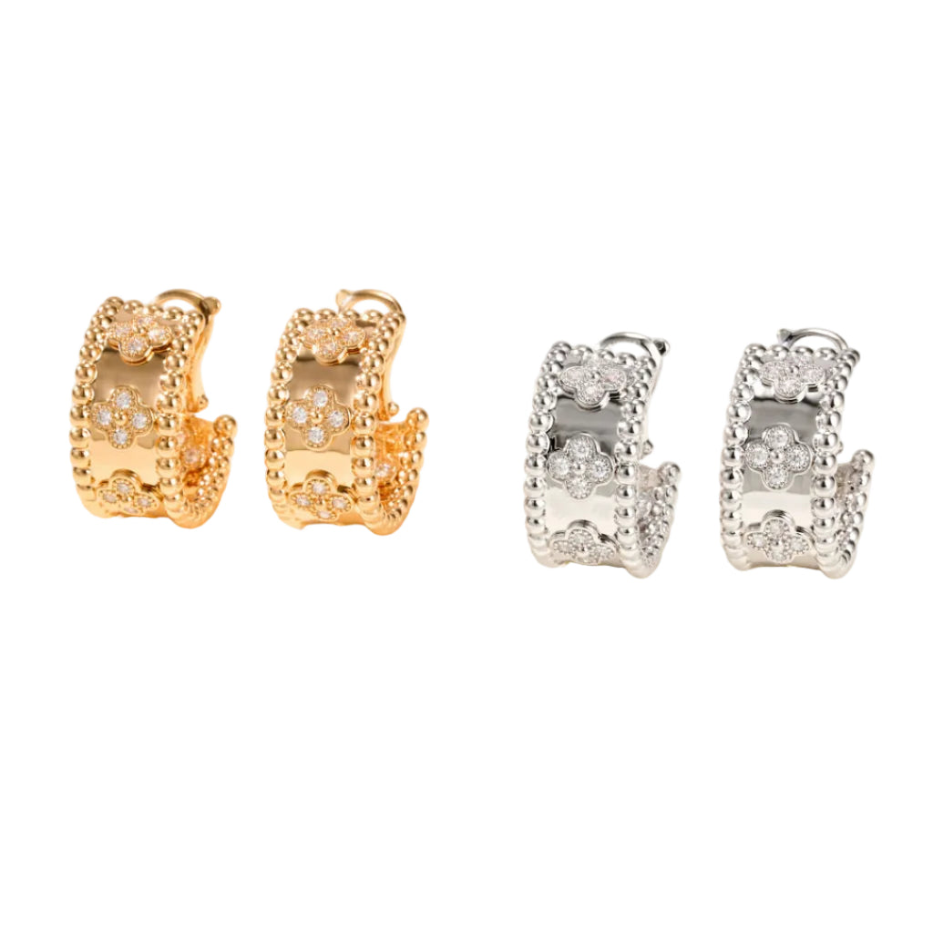 Playful Bead Earrings with Four-Leaf Clover & Gemstones–Lucky Charm