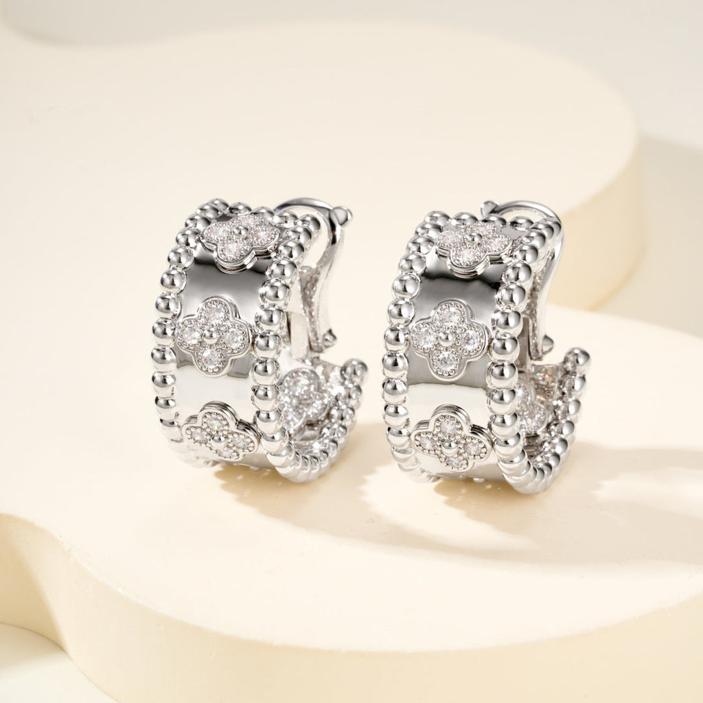 Playful Bead Earrings with Four-Leaf Clover & Gemstones–Lucky Charm