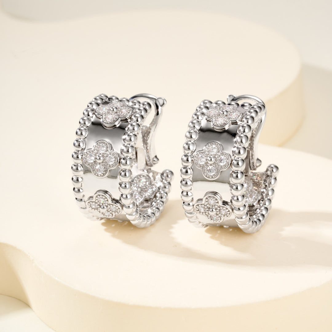 Playful Bead Earrings with Four-Leaf Clover & Gemstones–Lucky Charm