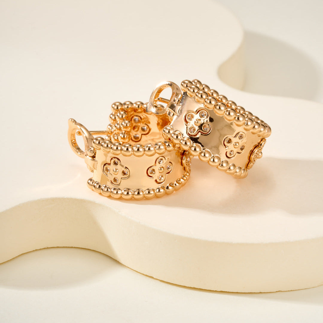 Playful Bead Earrings with Four-Leaf Clover & Gemstones–Lucky Charm