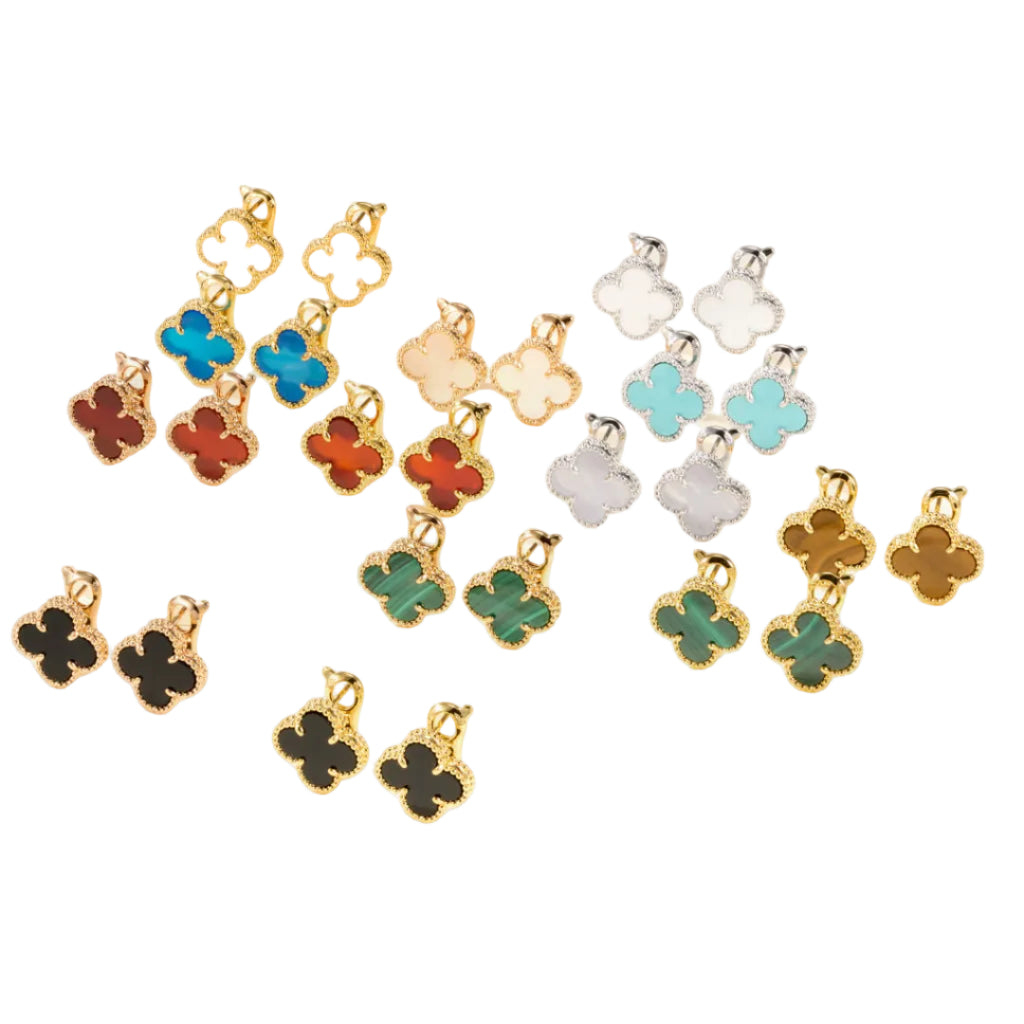 Four-Leaf Clover Stud Earrings–Medium Size, Multi-Color Lucky Charm