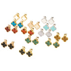 Four-Leaf Clover Stud Earrings–Medium Size, Multi-Color Lucky Charm