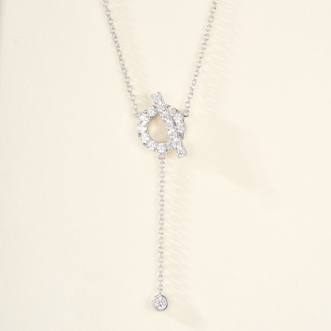 Y-Shape Necklace with Gemstones – Elegant Drop Pendant