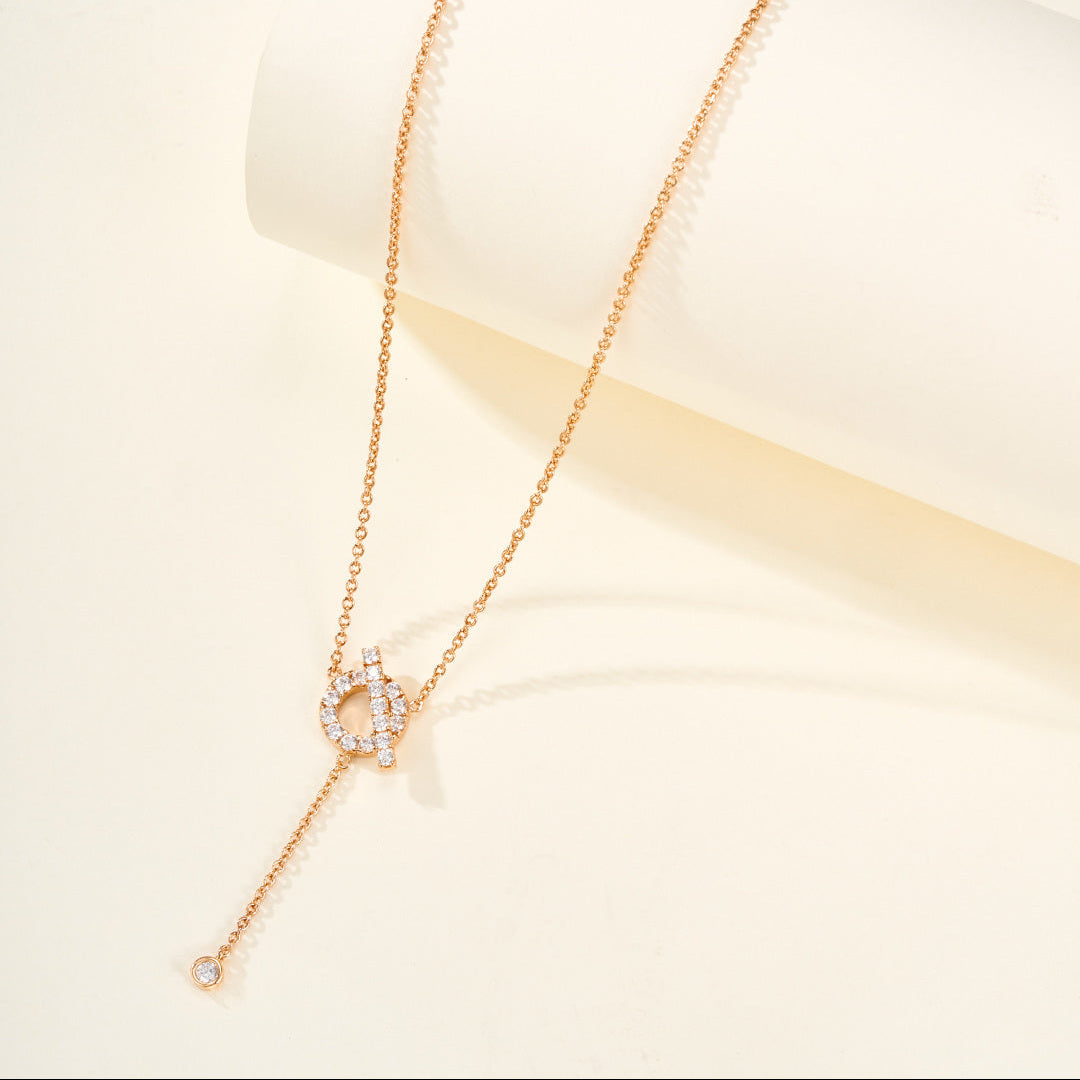 Y-Shape Necklace with Gemstones – Elegant Drop Pendant