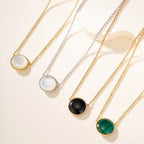 Eight-Pointed Star Compass Necklace with Center Gemstone – Multi-Color Options
