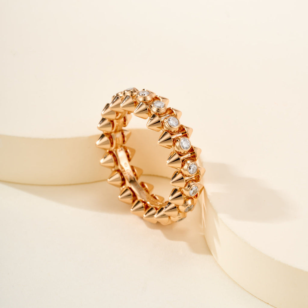 Rotatable Rivet Ring with Gemstones for Daily Wear & Gift
