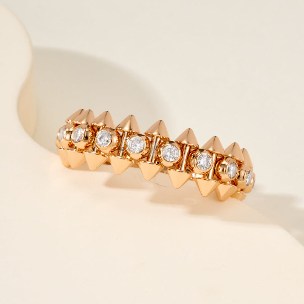 Rotatable Rivet Ring with Gemstones for Daily Wear & Gift