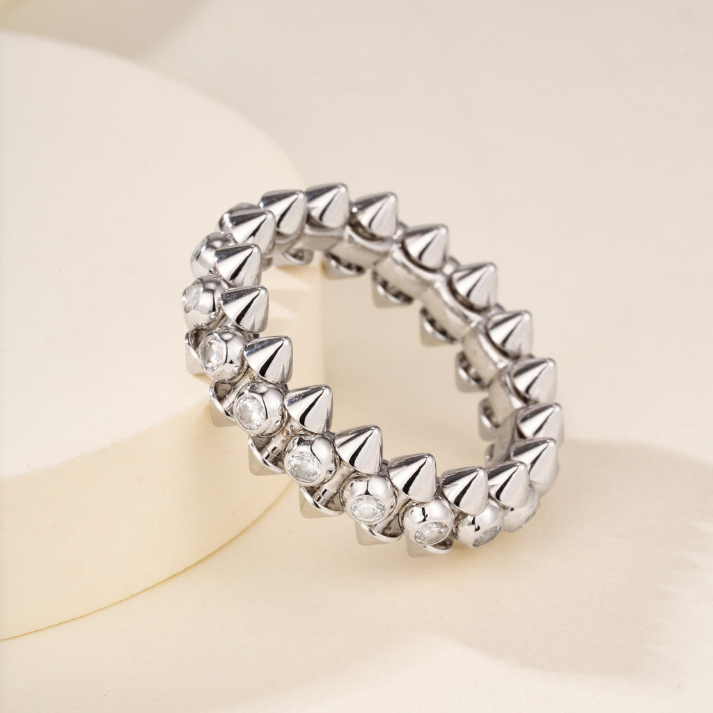Rotatable Rivet Ring with Gemstones for Daily Wear & Gift