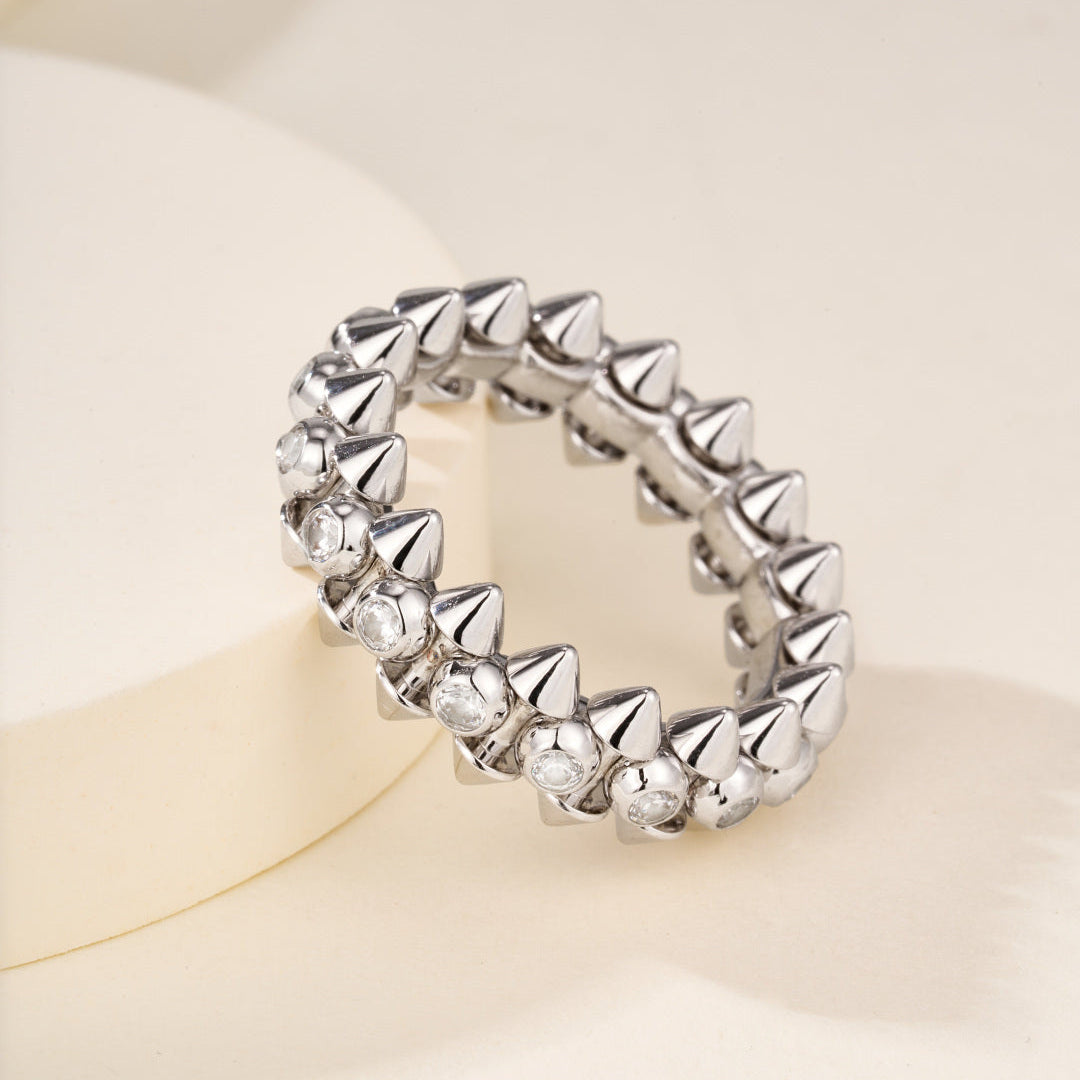 Rotatable Rivet Ring with Gemstones for Daily Wear & Gift