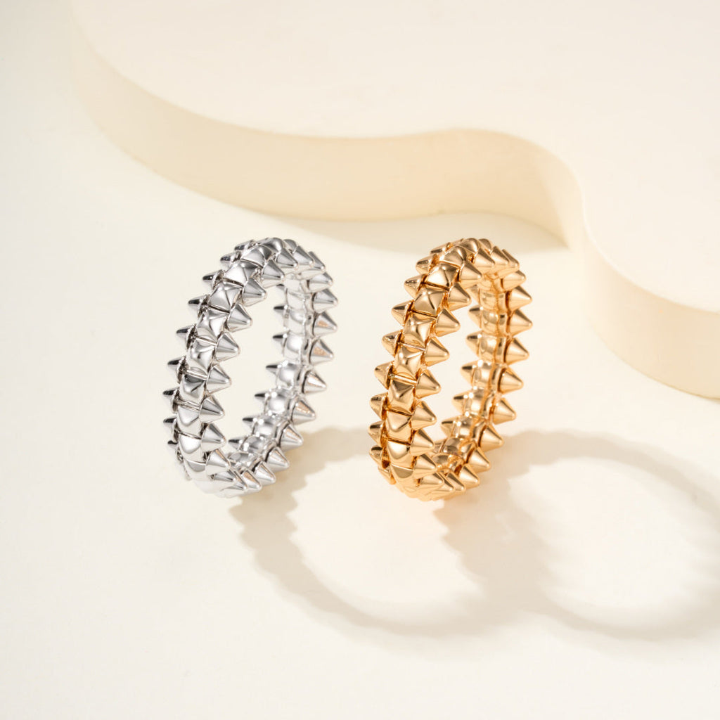 Rotatable Rivet Gemstones Ring, 3D Sculpted CNC Carved Ring for Daily Wear & Gifting