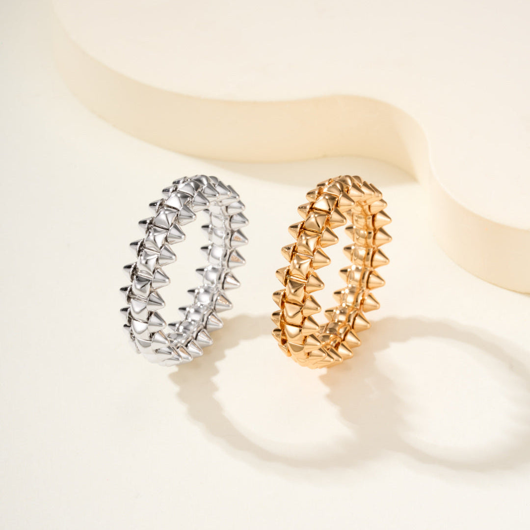 Rotatable Rivet Gemstones Ring, 3D Sculpted CNC Carved Ring for Daily Wear & Gifting