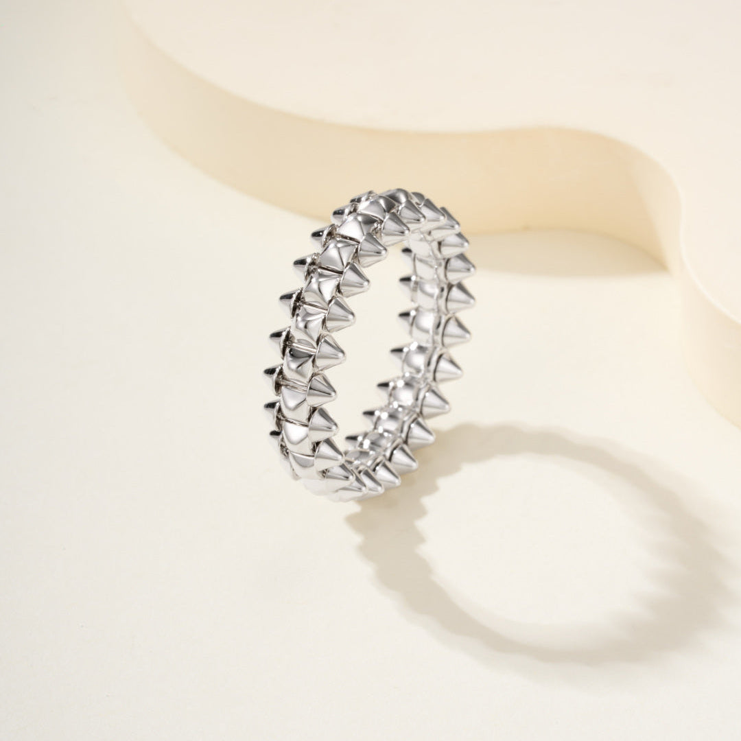 Rotatable Rivet Gemstones Ring, 3D Sculpted CNC Carved Ring for Daily Wear & Gifting
