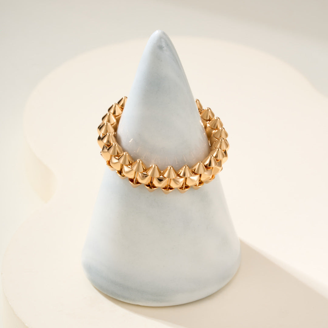 Rotatable Rivet Gemstones Ring, 3D Sculpted CNC Carved Ring for Daily Wear & Gifting