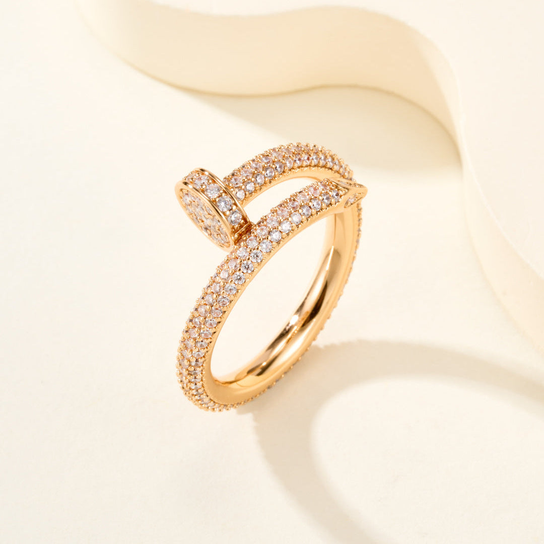 Full Pavé Gemstones Nail Style Ring, Statement Fashion Ring for Daily Wear & Gifting
