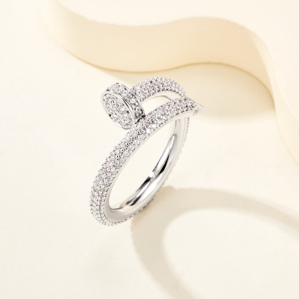 Full Pavé Gemstones Nail Style Ring, Statement Fashion Ring for Daily Wear & Gifting