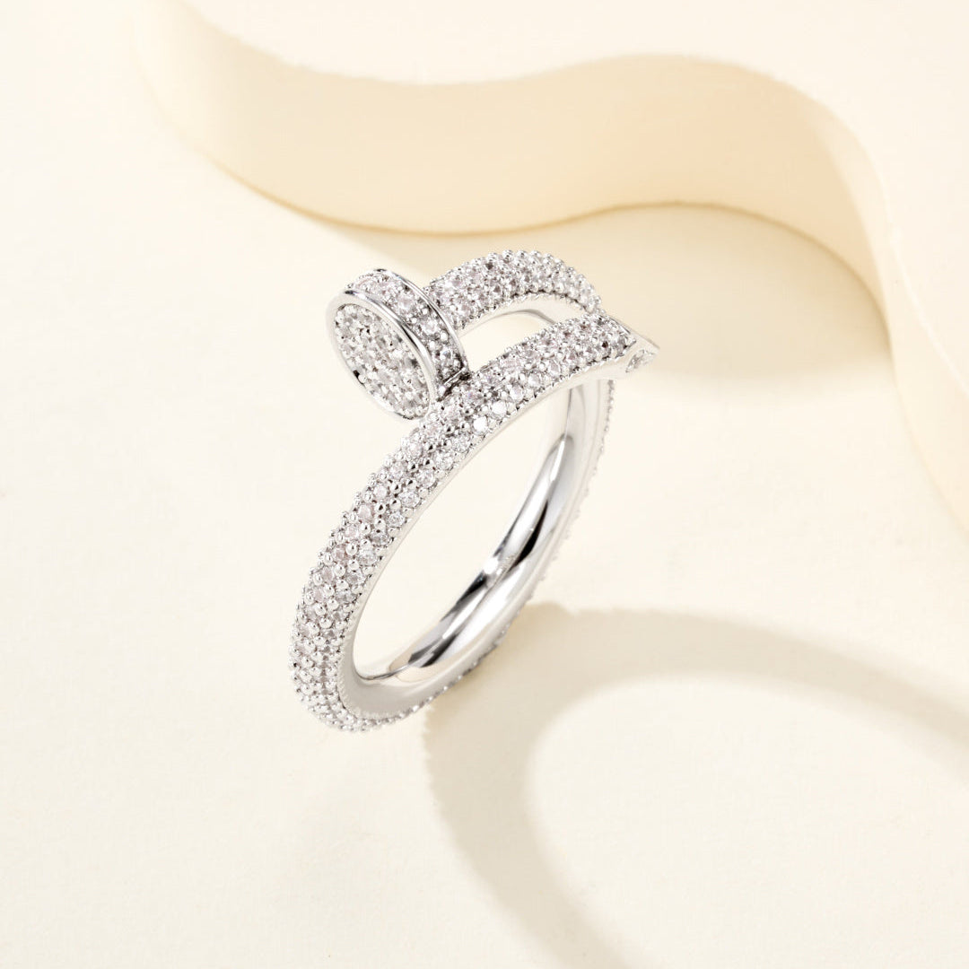 Full Pavé Gemstones Nail Style Ring, Statement Fashion Ring for Daily Wear & Gifting