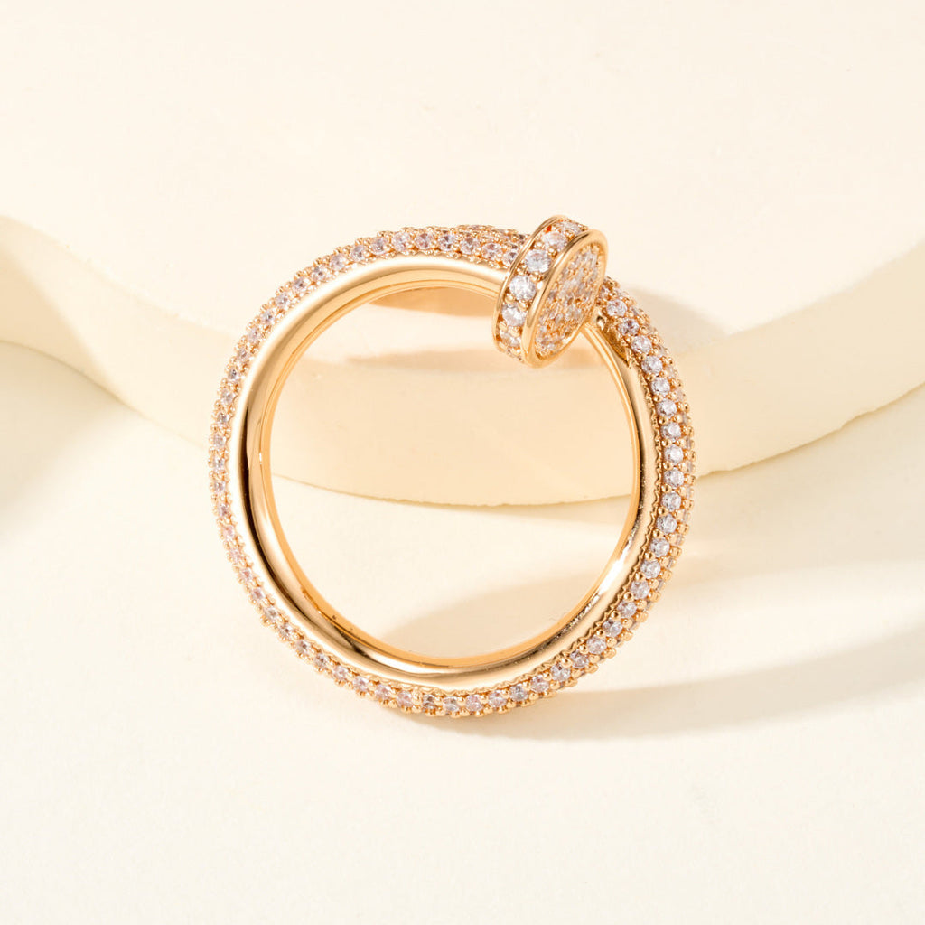 Full Pavé Gemstones Nail Style Ring, Statement Fashion Ring for Daily Wear & Gifting