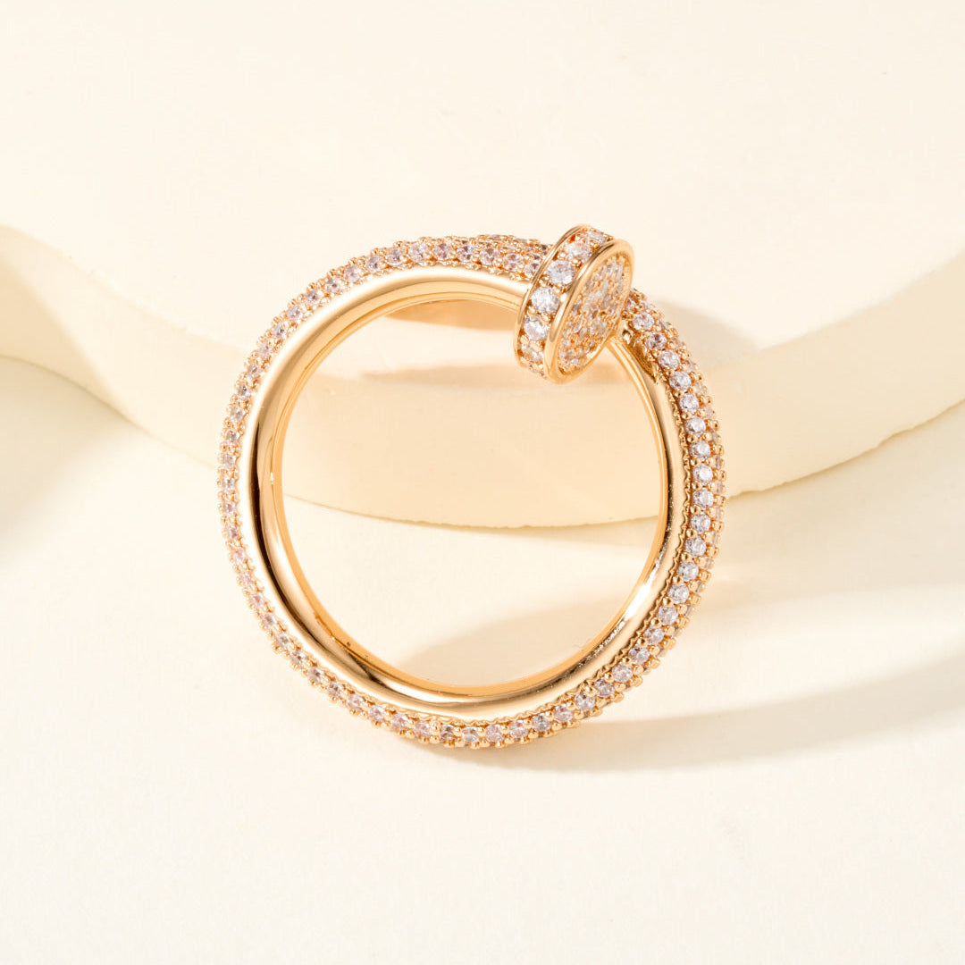 Full Pavé Gemstones Nail Style Ring, Statement Fashion Ring for Daily Wear & Gifting