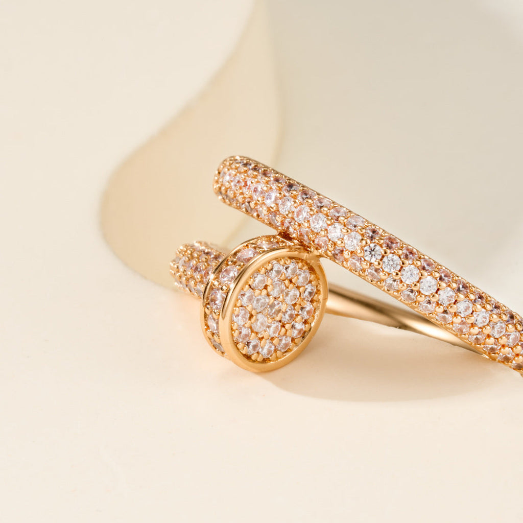 Full Pavé Gemstones Nail Style Ring, Statement Fashion Ring for Daily Wear & Gifting