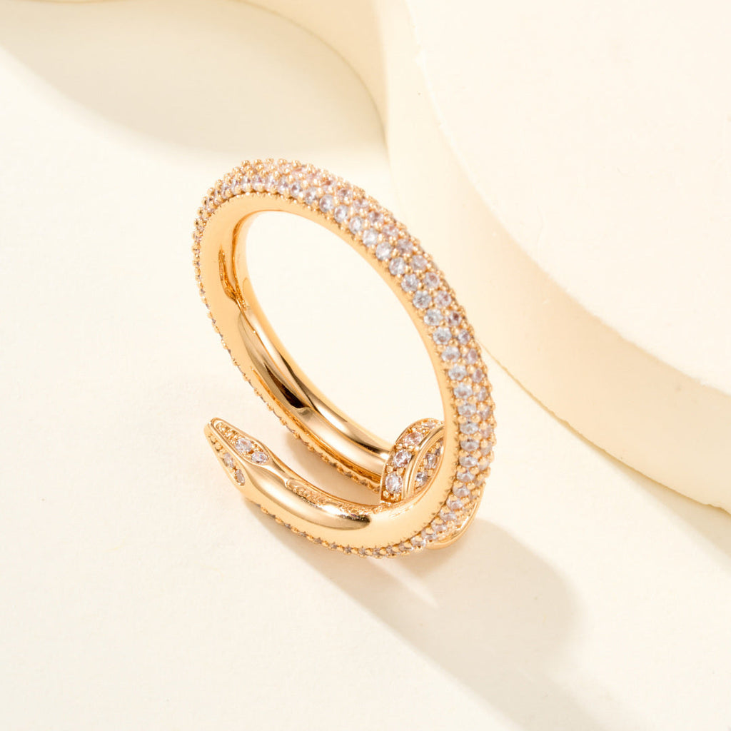 Full Pavé Gemstones Nail Style Ring, Statement Fashion Ring for Daily Wear & Gifting