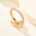 Full Pavé Gemstones Nail Style Ring, Statement Fashion Ring for Daily Wear & Gifting