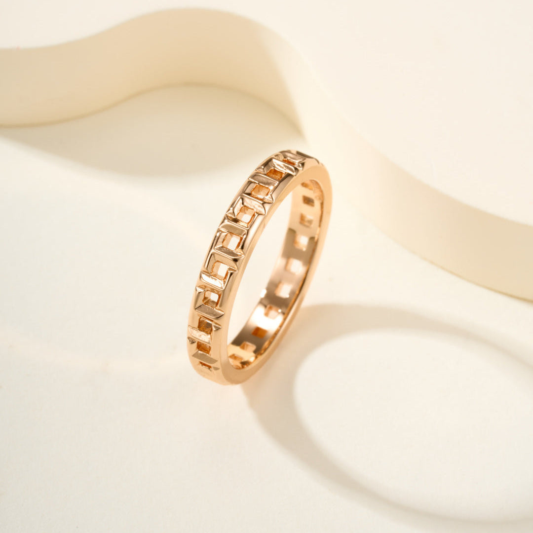 T Letter Series True Ring, Slim 3.5mm No Gemstones Statement Ring for Daily Wear & Gifting