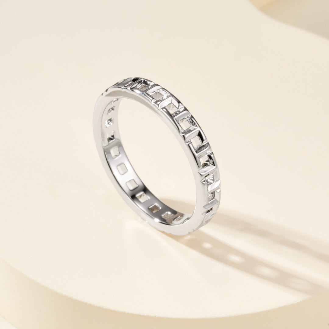 T Letter Series True Ring, Slim 3.5mm No Gemstones Statement Ring for Daily Wear & Gifting