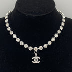Graduated Crystal Tennis Necklace – Pavé Interlocking C Charm