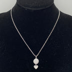 Crystal Pavé Disc Pendant Necklace – Heart Charm