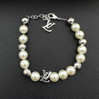 Lustrous Bead Station Bracelet – Interlocking Monogram
