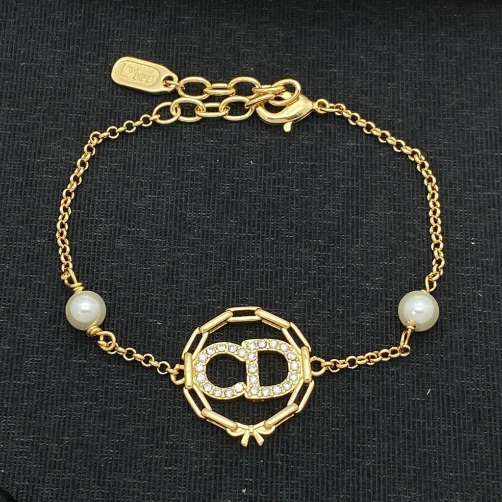 Openwork Octagon Frame Bracelet – Crystal Pavé Monogram and Lustrous Beads