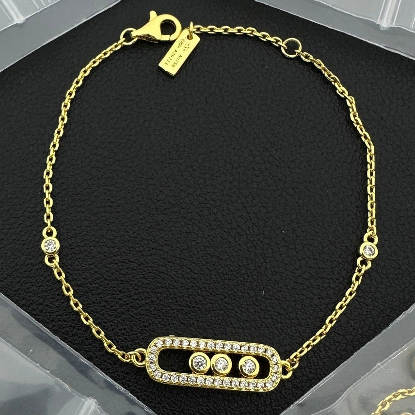 Pavé Moving Crystal Capsule Bracelet – Three-Slide Design