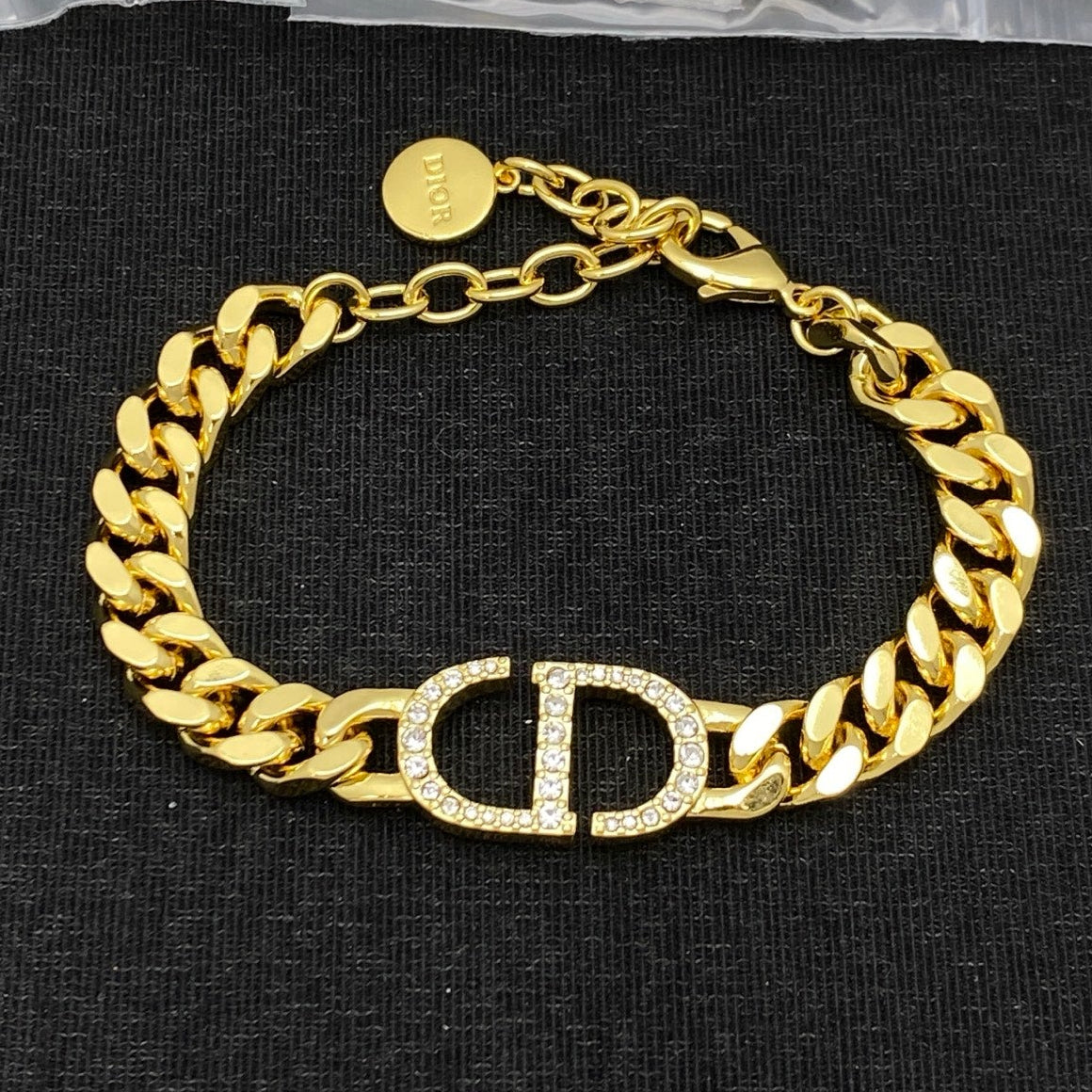 Curb Chain Monogram Bracelet – Pavé Interlocking CD-Style Motif