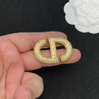 Pavé Interlocking CD-Style Monogram Brooch