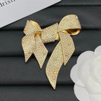 Crystal Pavé Bow Brooch – Lustrous Bead Accents