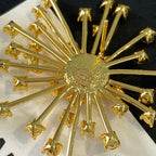 Gold Fireworks Stud Earrings Sparkling Gemstones Statement Ear Jewelry