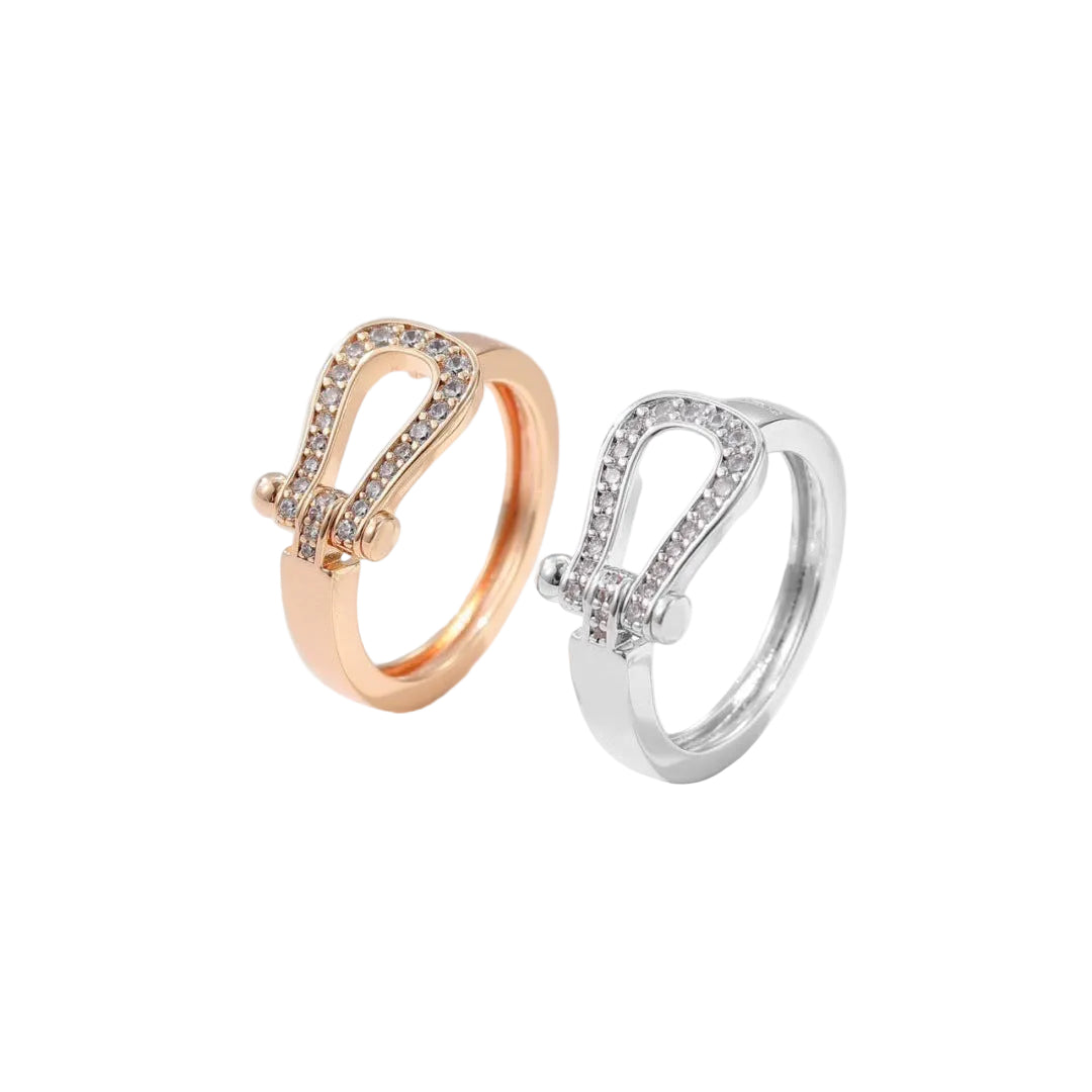 Horsebit full-pave-gemstones-ring