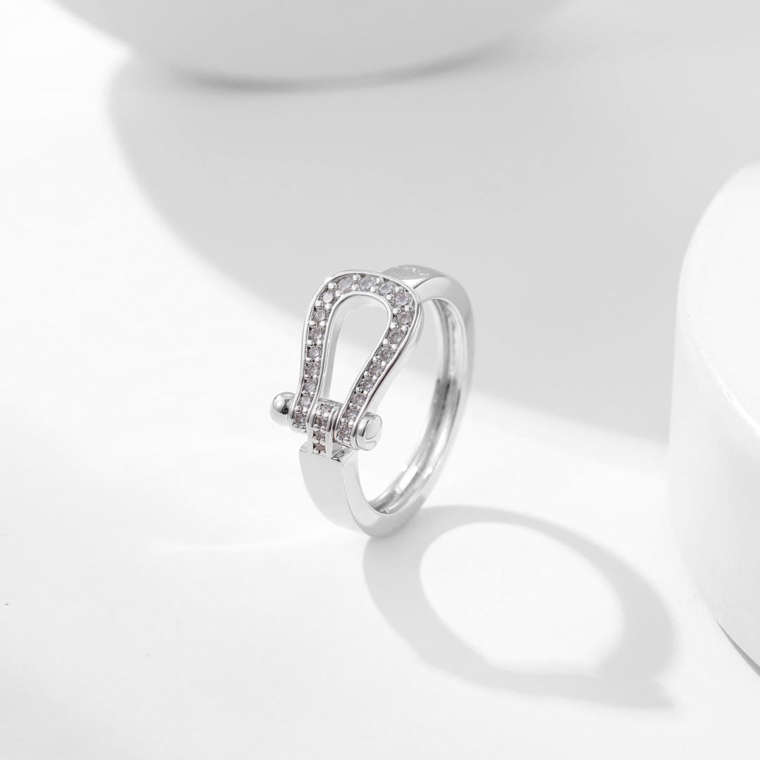 Horsebit full-pave-gemstones-ring
