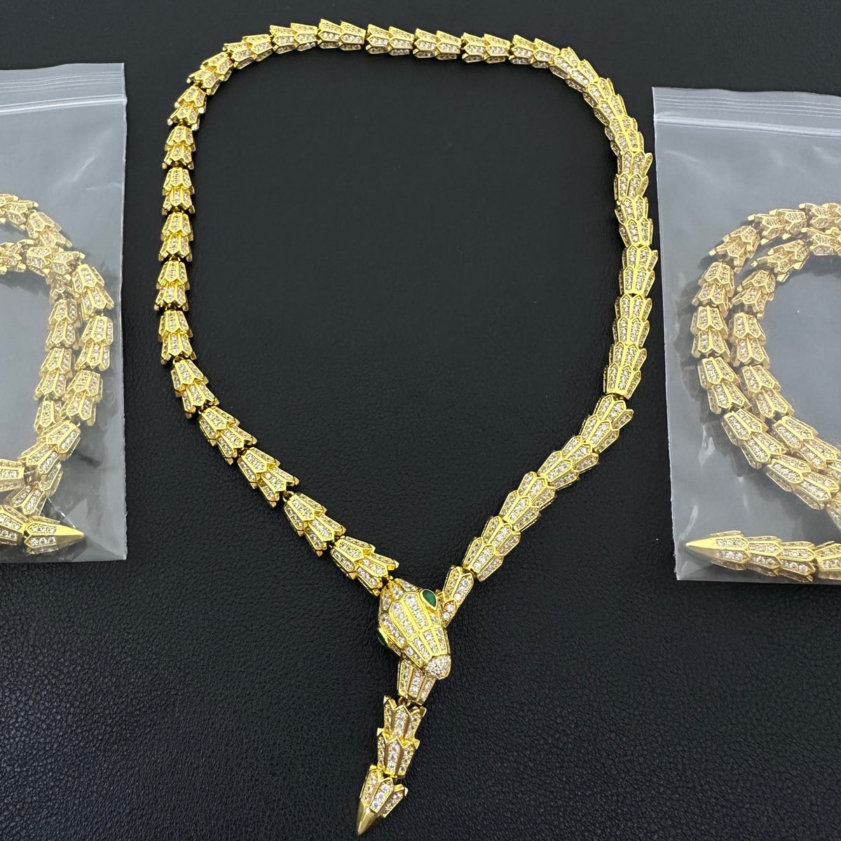 Luxury Snake Serpent Full Gemstones Necklace for Women