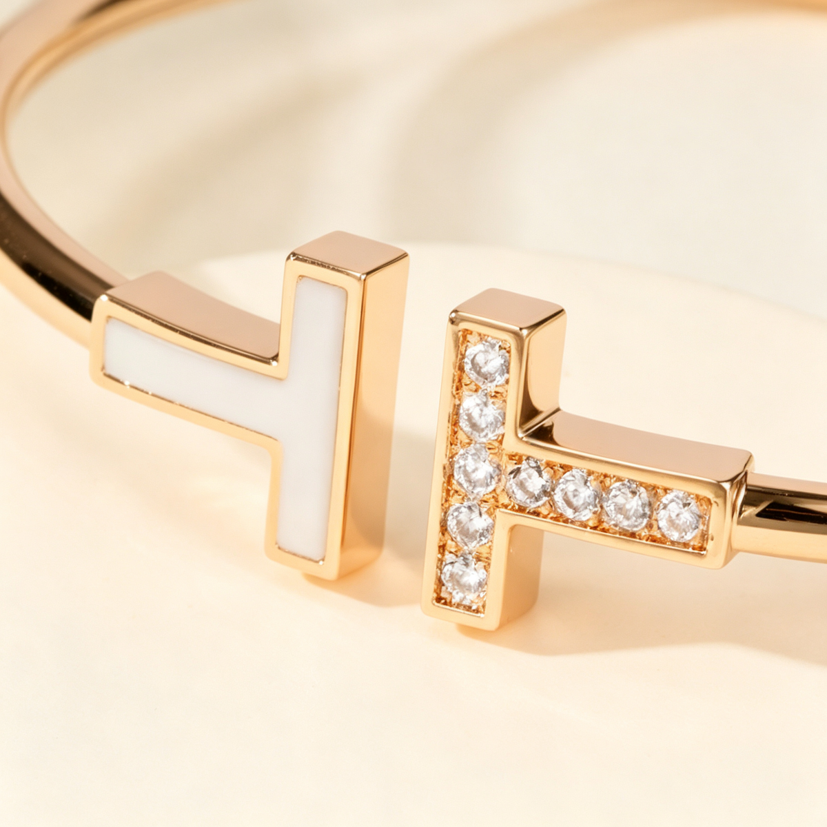 Dual T Bracelet with Mother of Pearl & Gemstones, Elegant Bracelet for Daily Wear & Gifting