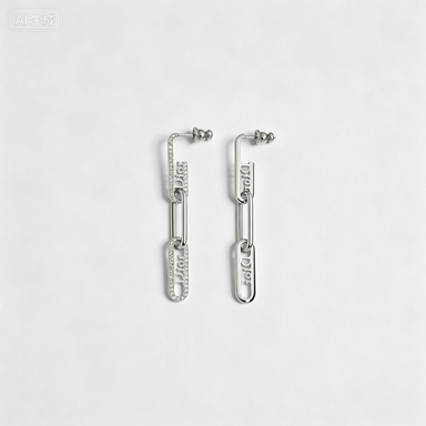 Long Chain Drop Earrings–Stud with Hanging Chain