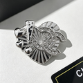 Sunburst Heart Interlocking C Brooch – Pavé Crystal and Charms