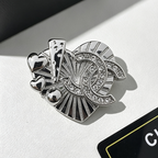 Sunburst Heart Interlocking C Brooch – Pavé Crystal and Charms