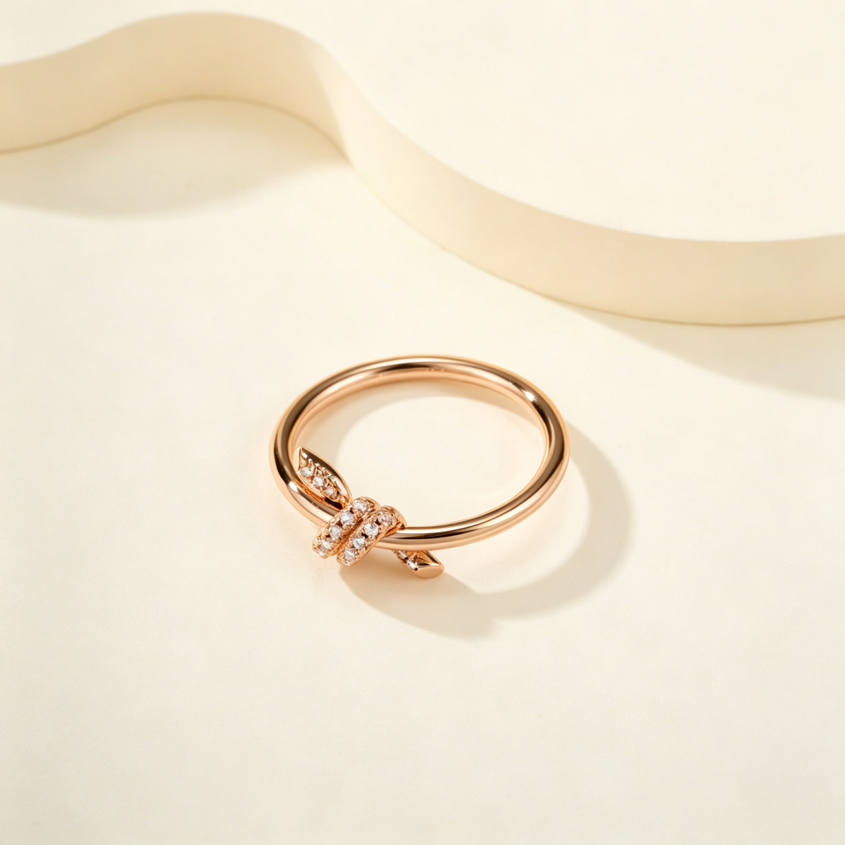 Knot Ring with Inlaid Gemstones, Stylish Statement Ring for Daily Wear & Gifting