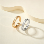 T Letter Full Pavé Gemstones Ring, Statement Fashion Ring for Daily Wear & Gifting