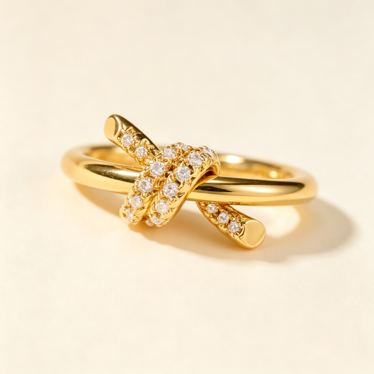 Knot Ring with Inlaid Gemstones, Stylish Statement Ring for Daily Wear & Gifting