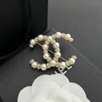 Interlocking C Brooch with Lustrous Beads & Crystal Spacers