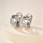 Quilted Lattice Huggie Earrings–Full Gemstone Pavé